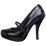 Black Varnished 12 cm retro vintage CUTIEPIE-02 mary jane pumps with hidden platform