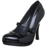 Black Varnished 12 cm retro vintage CUTIEPIE-02 mary jane pumps with hidden platform