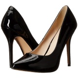 Black Varnished 13 cm AMUSE-20 pointed toe stiletto pumps