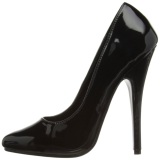 Black Varnished 15 cm DOMINA-420 pointed toe high heel stilettos