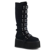 Black Velvet 9 cm DAMNED-318 womens buckle boots with platform