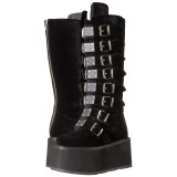 Black Velvet 9 cm DAMNED-318 womens buckle boots with platform