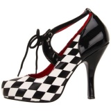 Black White 10,5 cm HARLEQUIN-03 Womens Shoes with High Heels