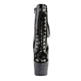 Black glitter 18 cm Pleaser ADORE-1020LG Pole dancing ankle boots