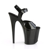 Black high heels 20 cm FLAMINGO-808N JELLY-LIKE stretch material platform high heels