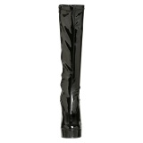 Black platform boots patent 13 cm - 70s years hippie disco gogo kneeboots chunky