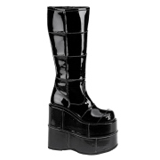 Black vinyl 18 cm STACK-301 demoniacult boots - unisex cyberpunk boots