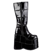 Black vinyl 18 cm STACK-301 demoniacult boots - unisex cyberpunk boots