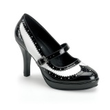 Black white 10,5 cm CONTESSA-06 gothic mary jane pumps rockabilly gangster