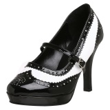 Black white 10,5 cm CONTESSA-06 gothic mary jane pumps rockabilly gangster