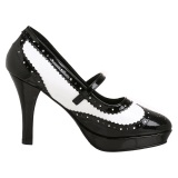 Black white 10,5 cm CONTESSA-06 gothic mary jane pumps rockabilly gangster