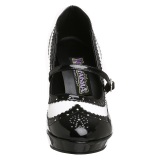 Black white 10,5 cm CONTESSA-06 gothic mary jane pumps rockabilly gangster