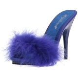 Blue 13 cm POISE-501F Marabou Feathers Mules Shoes