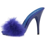 Blue 13 cm POISE-501F Marabou Feathers Mules Shoes