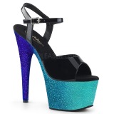 Blue 18 cm ADORE-709OMBRE glitter platform sandals shoes