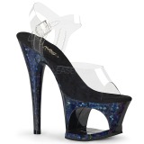 Blue 18 cm MOON-708HSP Hologram platform high heels shoes