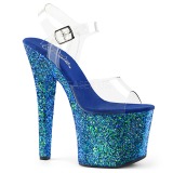 Blue 18 cm RADIANT-708LG glitter high heels shoes