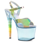 Blue 18 cm UNICORN-711T Acrylic platform high heels shoes