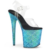 Blue 20 cm FLAMINGO-808MSLG glitter platform sandals shoes