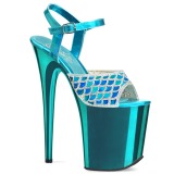 Blue 20 cm FLAMINGO-809MMRS glitter platform sandals shoes