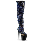 Blue Sequins 20 cm FLAMINGO-3004 Exotic pole dance overknee boots
