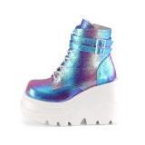 Blue glitter 11,5 cm SHAKER-52 lolita ankle boots wedge platform