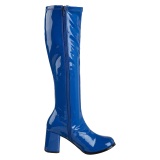 Blue patent boots 7,5 cm GOGO-300 High Heeled Womens Boots for Men