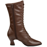 Brown 7 cm VICTORIAN-120 Lace Up Ankle Calf Women Boots