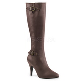 Brown Leatherette 10 cm DREAM-2030 big size boots womens
