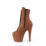 Brown Leatherette 18 cm ADORE-1020FS lace up ankle boots