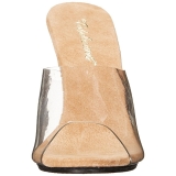 Brown Transparent 11 cm CARESS-401 Plateau Women Mules Shoes