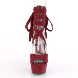 Burgundy Leatherette 15 cm DELIGHT-679 high heels with ankle laces