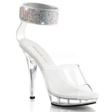 Clear Rhinestone 13 cm LIP-142 Acrylic Platform High Heeled Sandal