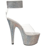 Clear Rhinestone 18 cm BEJEWELED-712RS Platform High Heeled Sandal