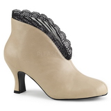 Cream Leatherette 7,5 cm JENNA-105 big size ankle boots womens