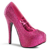 Fuchsia Rhinestone 14,5 cm Burlesque TEEZE-06R Platform Pumps Women Shoes