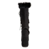 Fur black 13 cm CAMEL-311 chunky heel platform boots