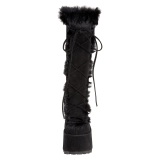 Fur black 13 cm CAMEL-311 chunky heel platform boots