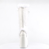 Fur white 13 cm CAMEL-311 chunky heel platform boots