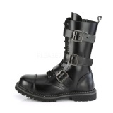 Genuine leather RIOT-12BK demonia boots - unisex steel toe combat boots