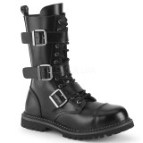 Genuine leather RIOT-12BK demoniacult boots - unisex steel toe combat boots