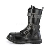 Genuine leather RIOT-12BK demoniacult boots - unisex steel toe combat boots