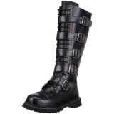 Genuine leather RIOT-18BK demoniacult boots - unisex steel toe combat boots