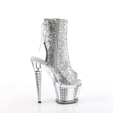 Glitter 18 cm SPECTATOR-1018G Exotic platform peep toe ankle boots silver