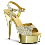 Gold 15 cm Pleaser DELIGHT-609G Chrome Platform High Heel