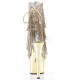 Gold 18 cm ADORE-1017RSF womens fringe ankle boots high heels