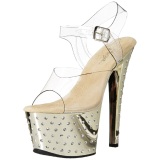 Gold 18 cm Pleaser STARDUST-708 High Heels Chrome Platform