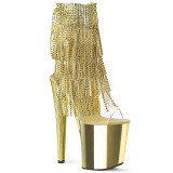 Gold 20 cm XTREME-1017RSF womens fringe ankle boots high heels