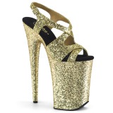 Gold 23 cm INFINITY-930LG glitter platform high heels shoes