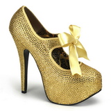 Gold Rhinestone 14,5 cm Burlesque TEEZE-04R Platform Pumps Women Shoes